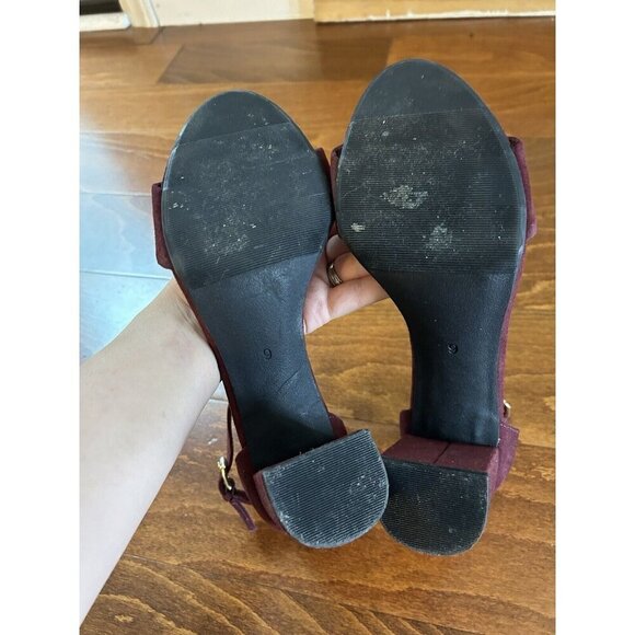 Old Navy Faux-Suede Block-Heel Sandals for Women Wine Purple Ankle Strap 9 - Picture 5 of 7